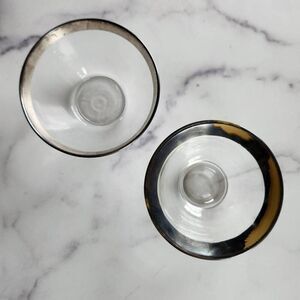 Arcoroc France clear glass bowl set silver chrome trim smook cooking